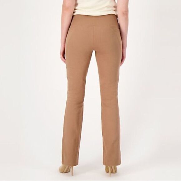 Women with Control Petite Prime Stretch Demin Petite Flair Pants - Picture 4 of 8